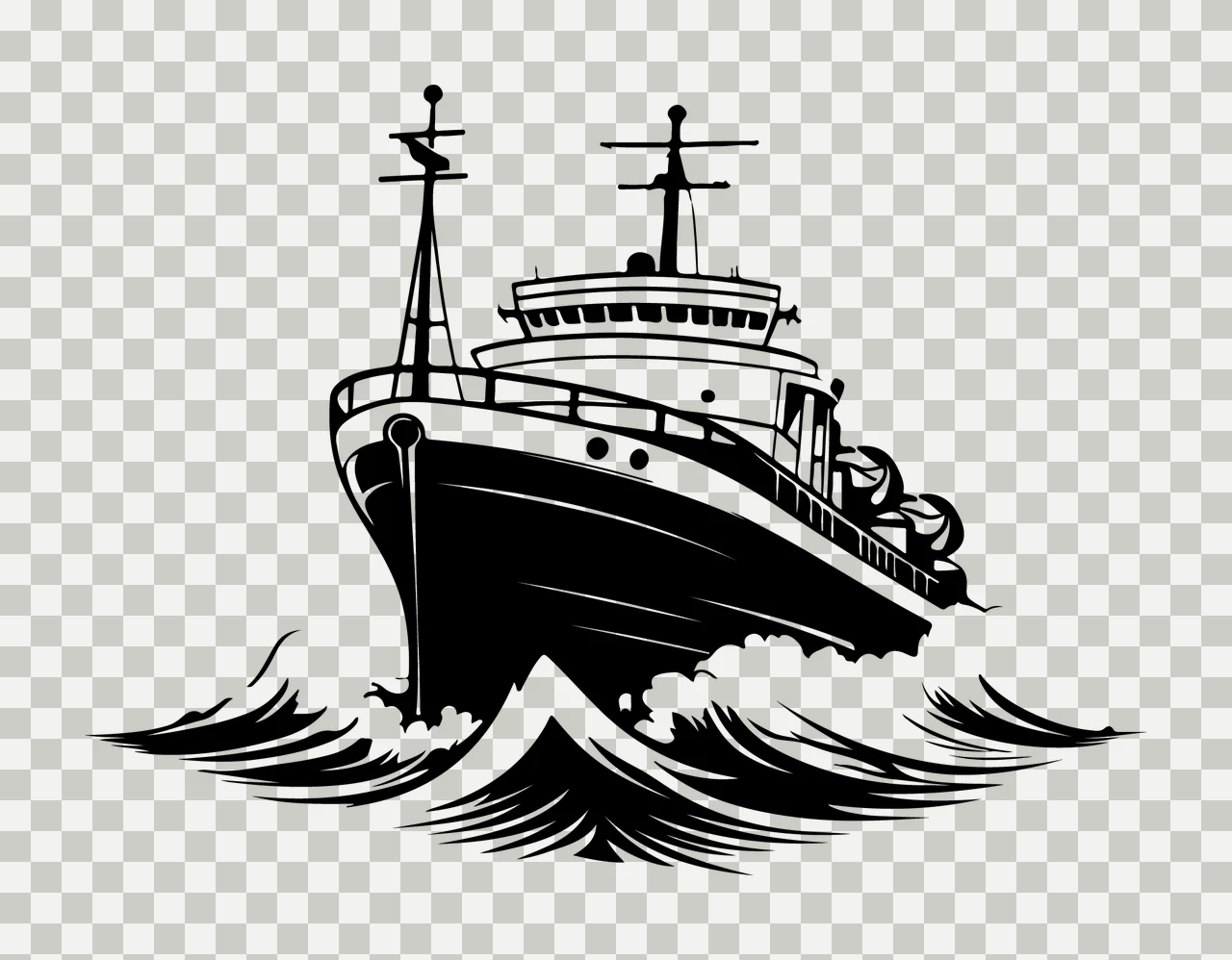Ship Cruising Through Ocean Waves moving masts high contrast graphic transparency and detail preview thumbnail
