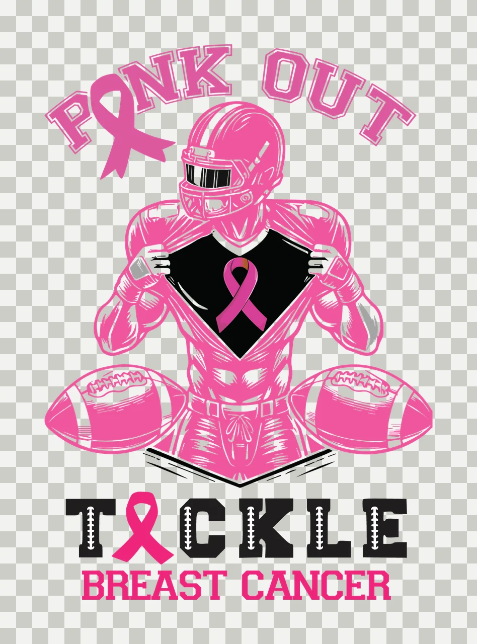 Pink Out Tackle Breast Cancer Graphic Football player Lifting jersey transparency and detail preview thumbnail