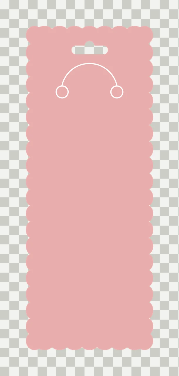 Keychain Black Rectangular Tag With Scalloped Edges hole die cut transparency and detail preview thumbnail