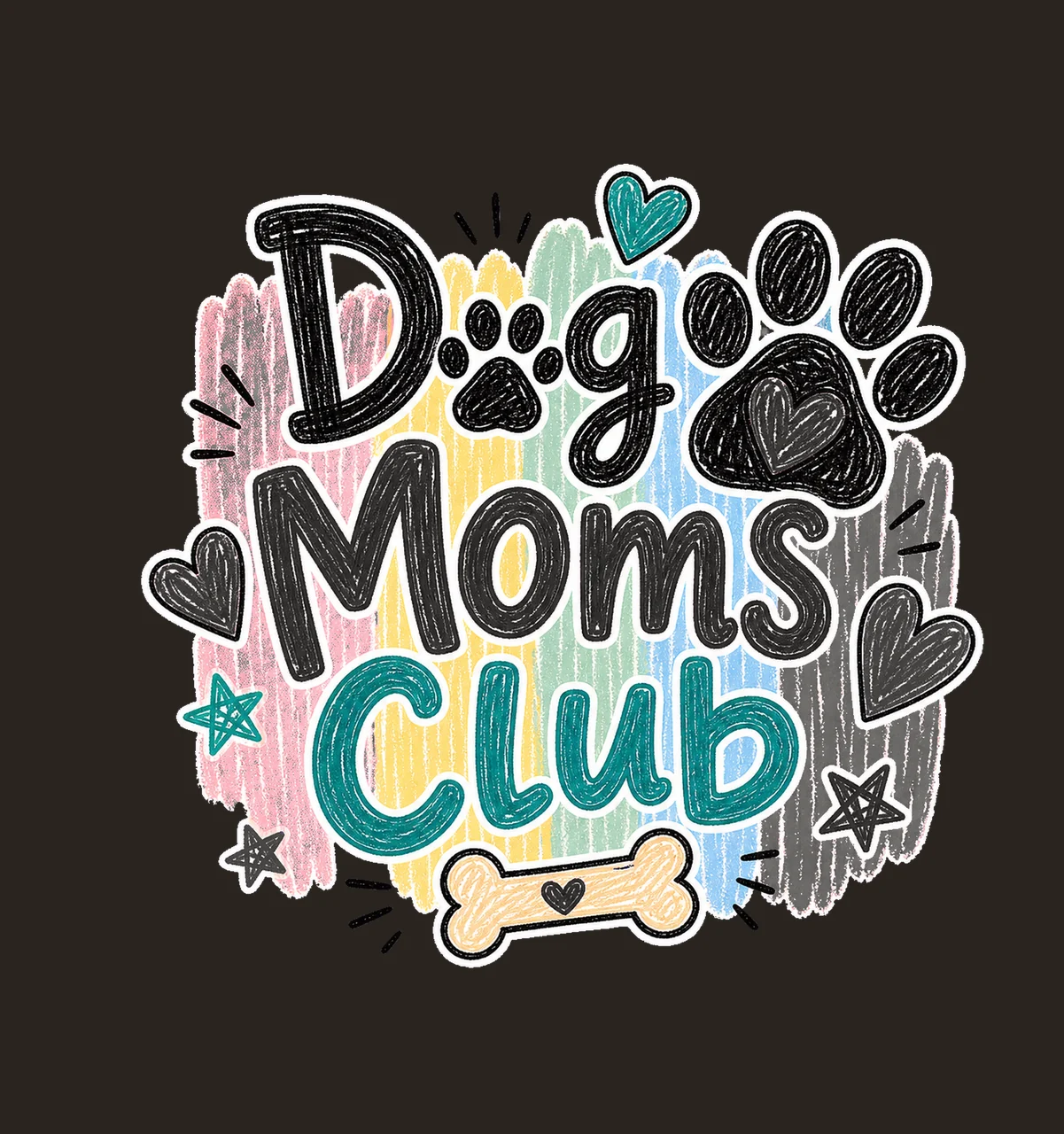 Dog Moms Club Doodle sublimation instant shirt Variation A contrast preview thumbnail