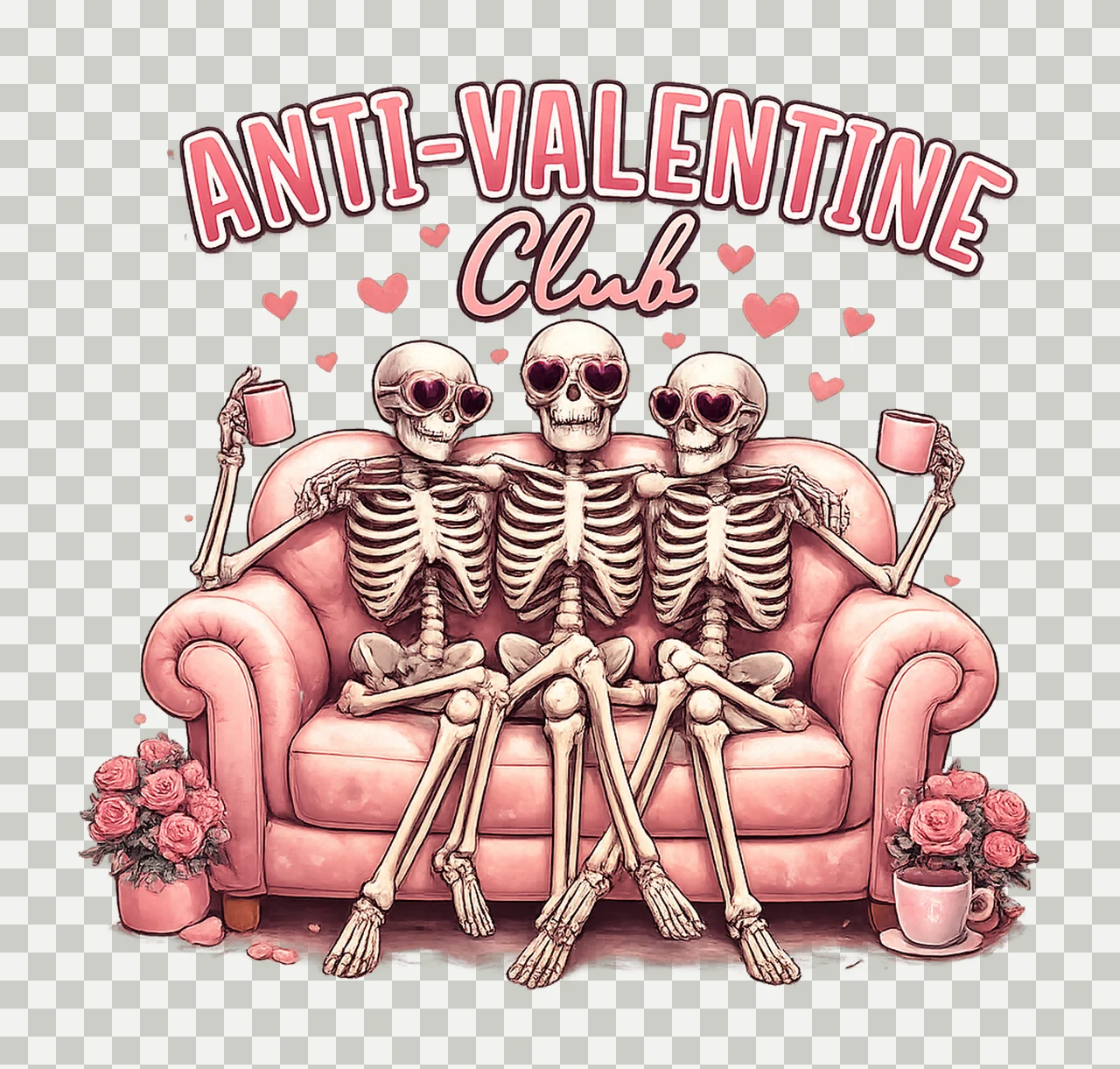 Anti Valentine Club Funny Valentines Day Design Single Girls transparency and detail preview thumbnail