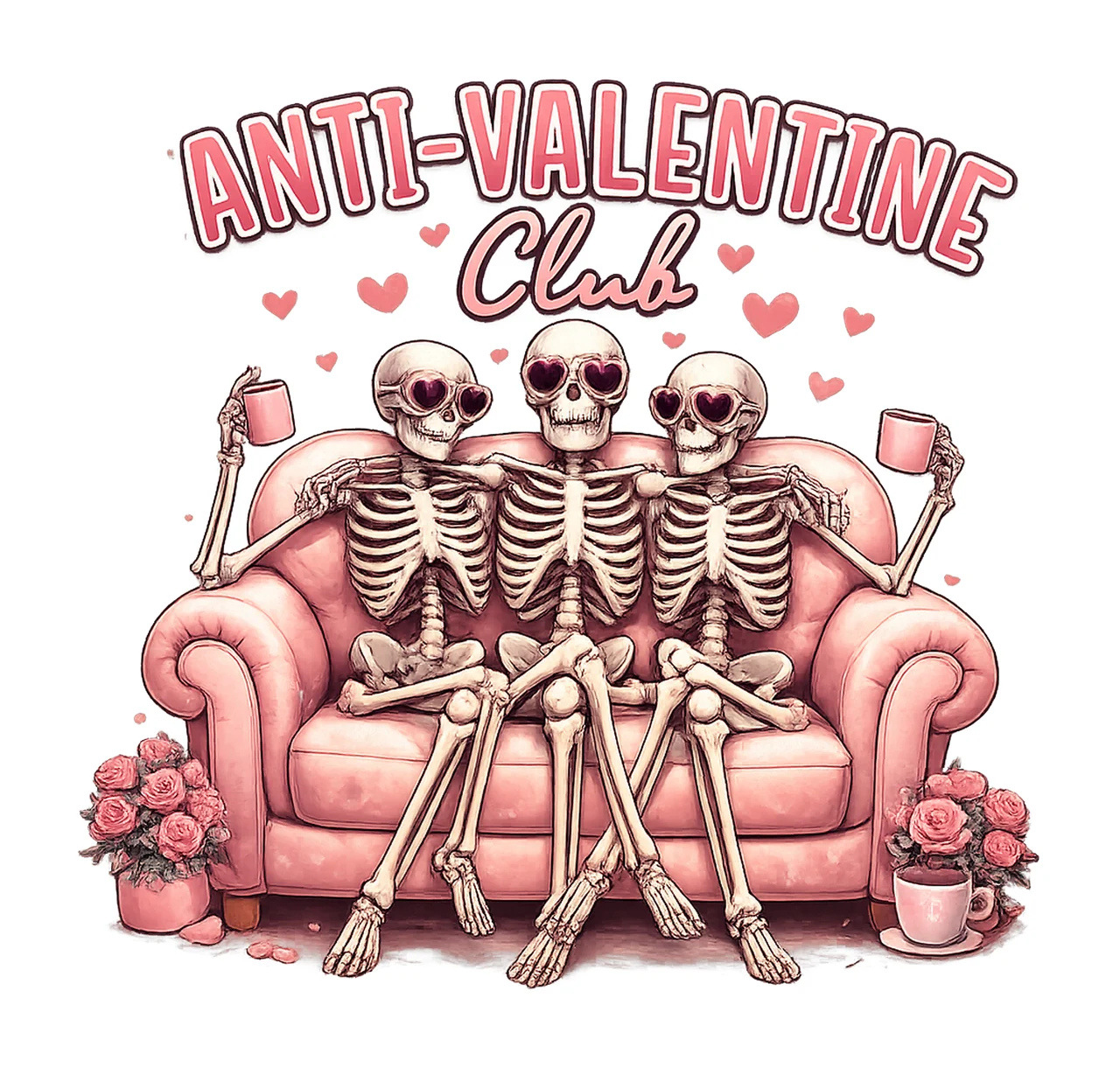 Anti Valentine Club Funny Valentines Day Design Single Girls