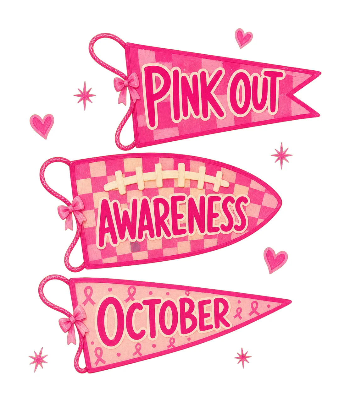 Pennant Flag Breast Cancer In October We Wear Variation C