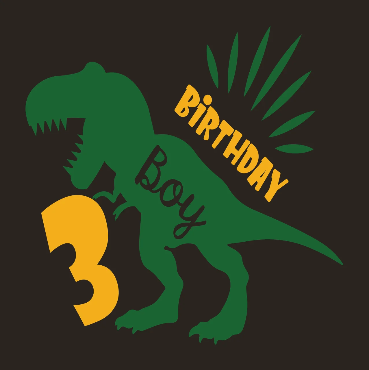 Birthday Dinosaur Graphic standing number sunburst Variation contrast preview thumbnail