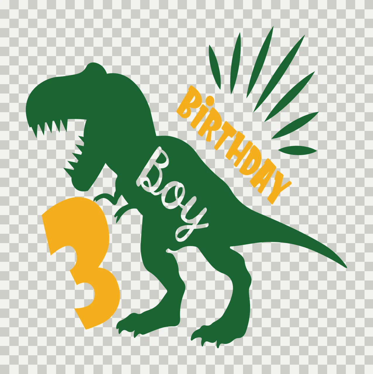 Birthday Dinosaur Graphic standing number sunburst Variation transparency and detail preview thumbnail