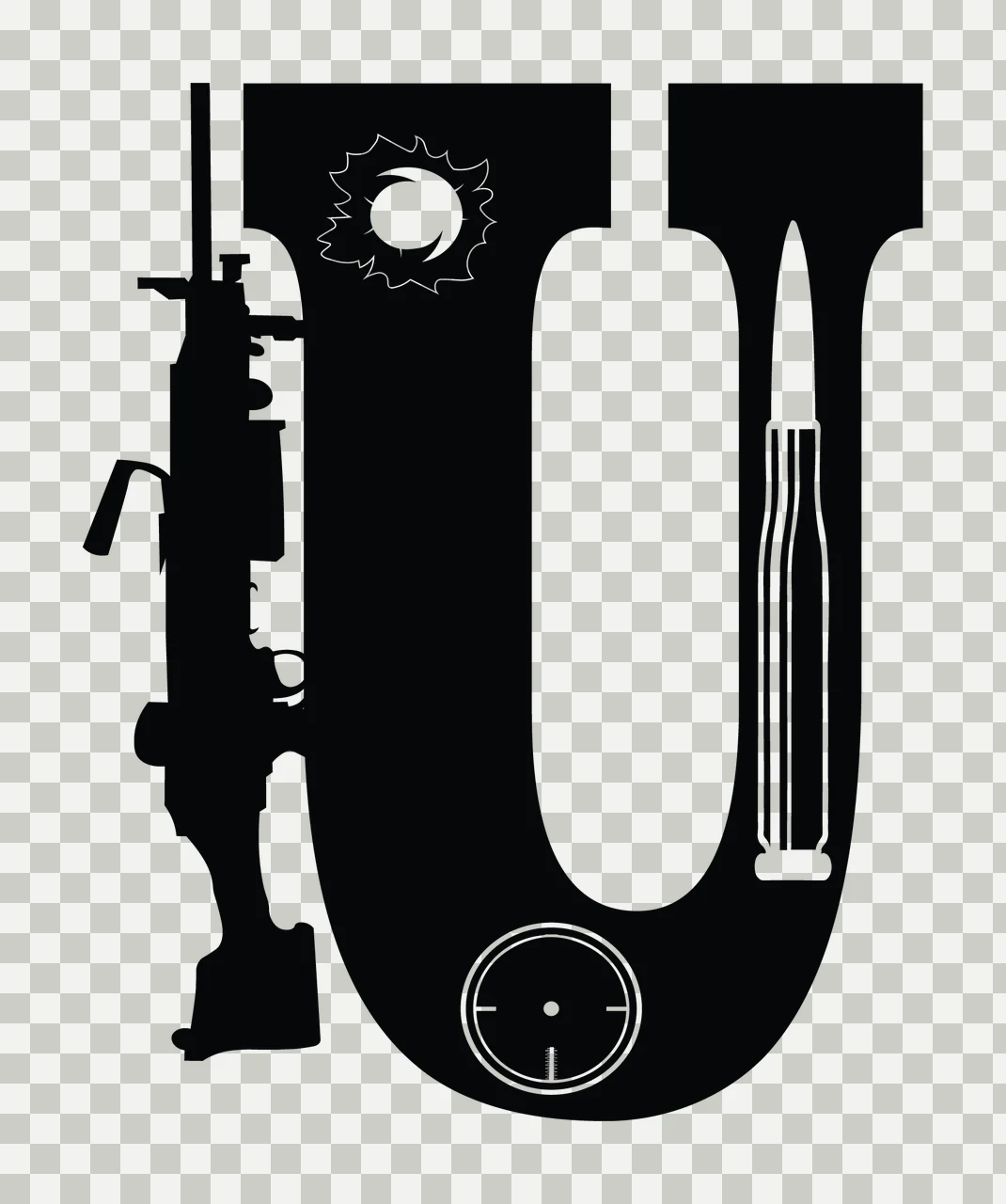 Gun Alphabet Character 12 scalable logo design icon transparency and detail preview thumbnail