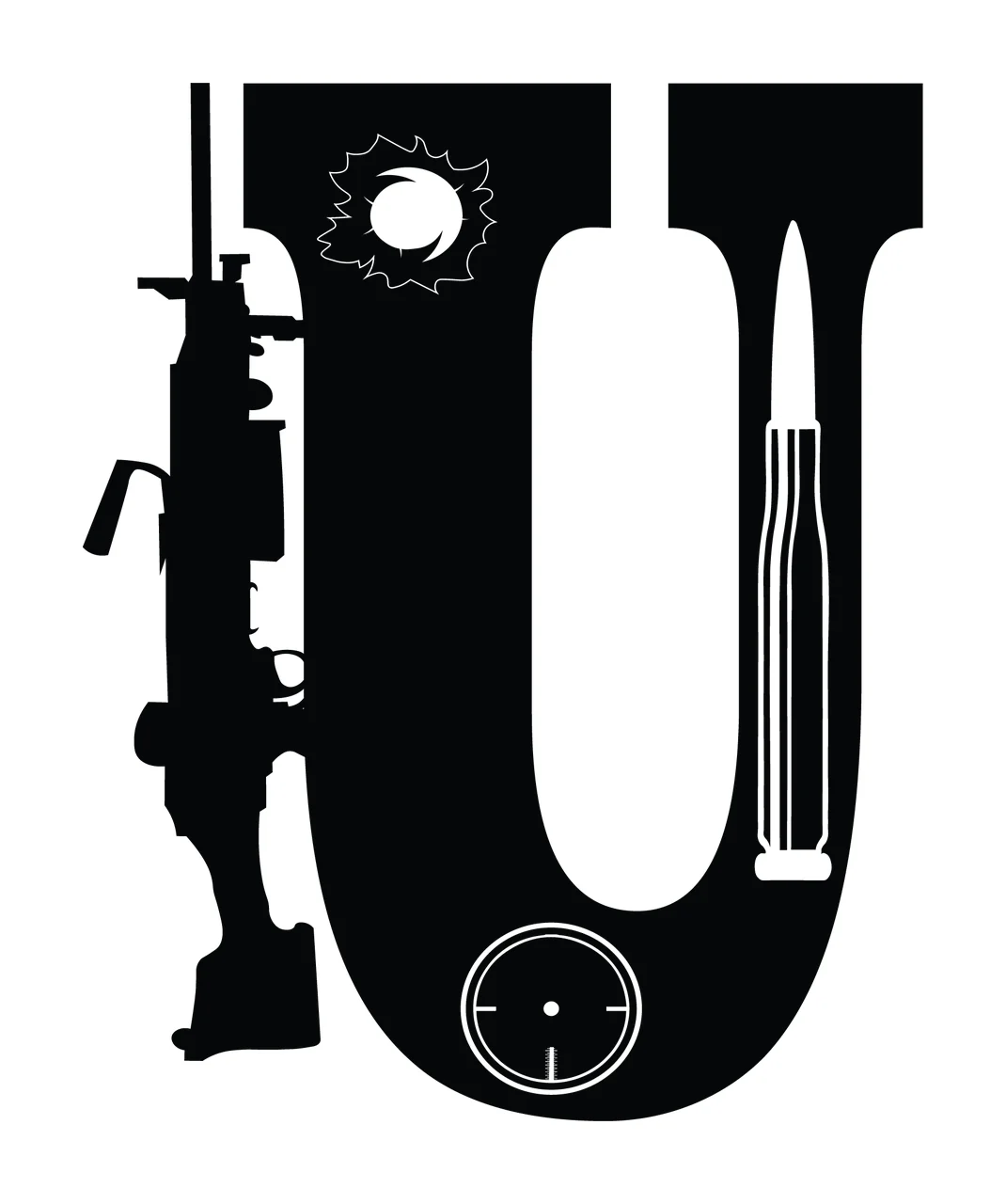 Gun Alphabet Character 12 scalable logo design icon