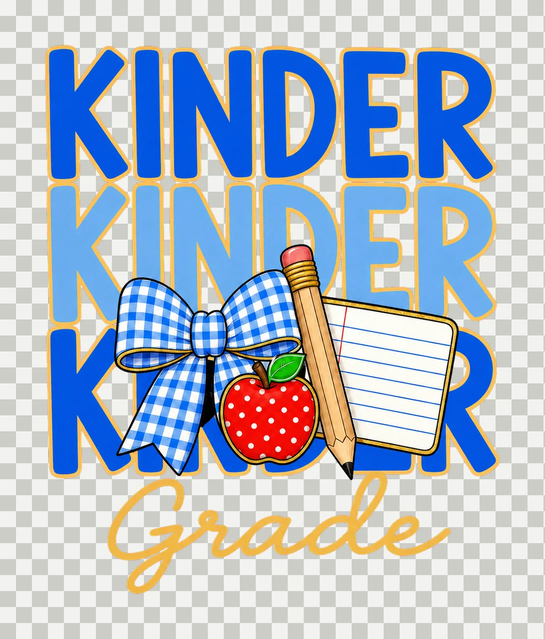 Preppy Teacher Blue Gingham Grade Series Variation E transparency and detail preview thumbnail