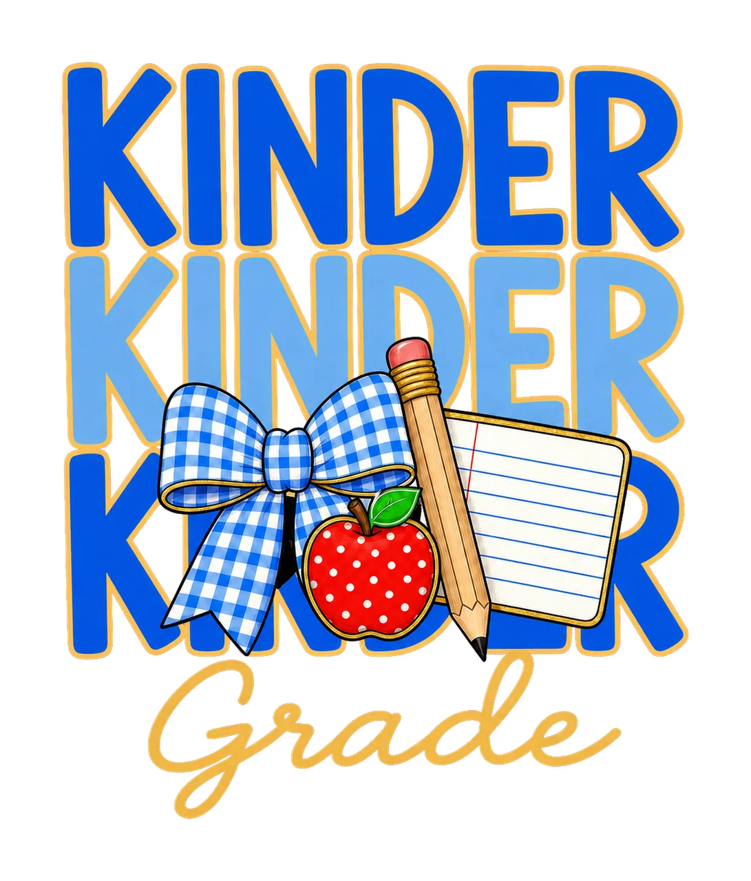Preppy Teacher Blue Gingham Grade Series Variation E