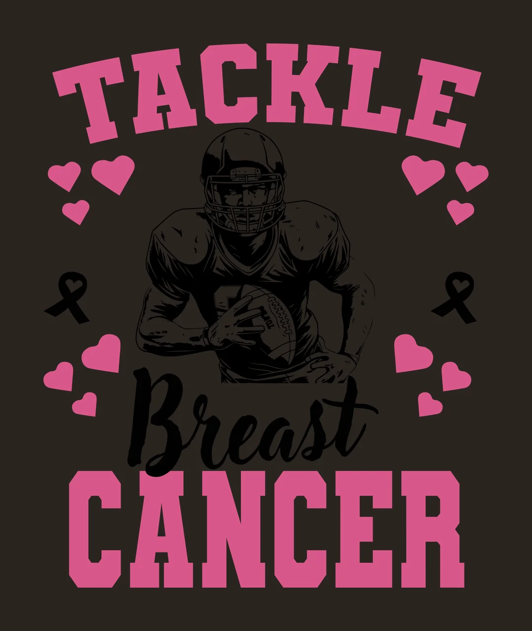 Cancer Football Tackle Breast Cancer Theme player holding ball contrast preview thumbnail