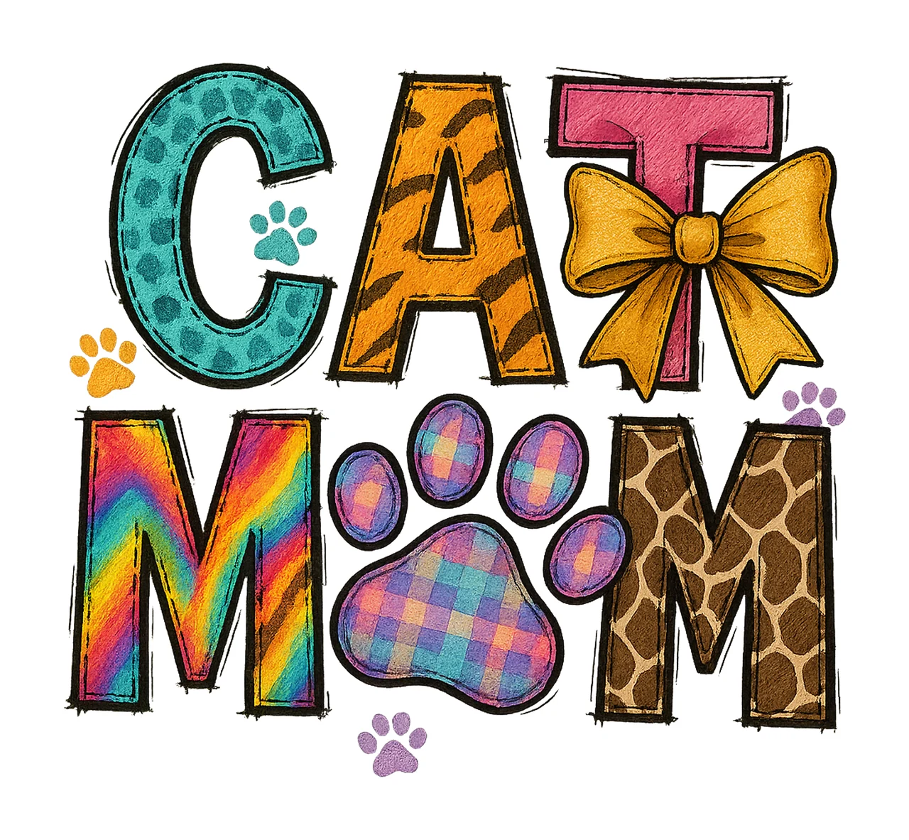 Cat Mom Animal Print Cat Lover Design Cheetah Paw Boho Style