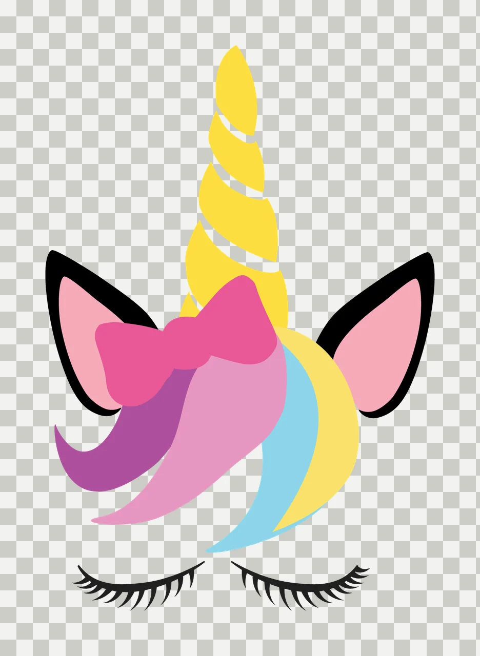 Unicorn Head With Eyelashes Silhouette Illustration horn ears transparency and detail preview thumbnail