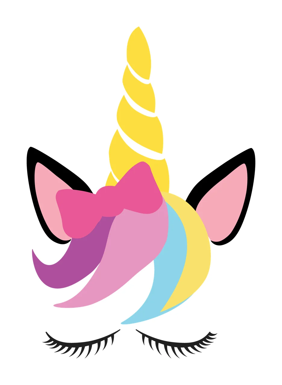Unicorn Head With Eyelashes Silhouette Illustration horn ears