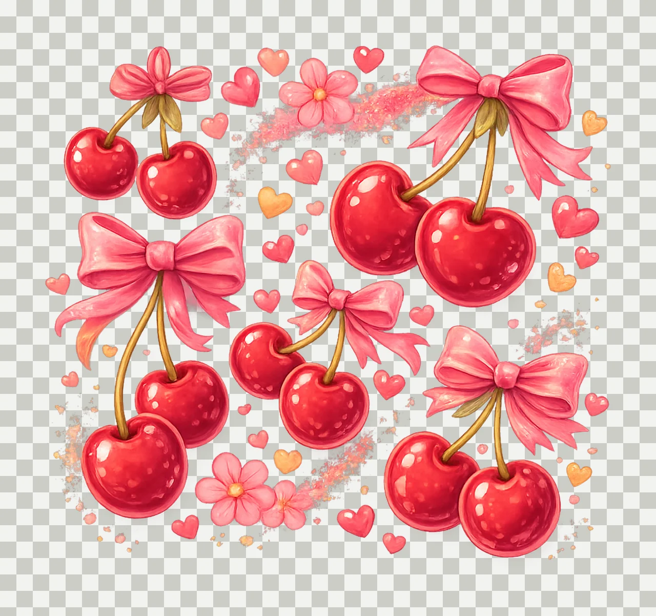 Brushstroke Cherry Coquette Preppy Cherries Sublimation transparency and detail preview thumbnail