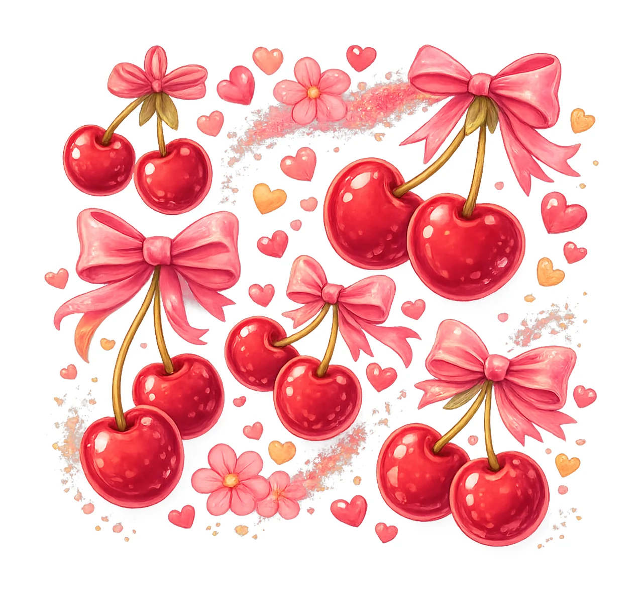 Brushstroke Cherry Coquette Preppy Cherries Sublimation