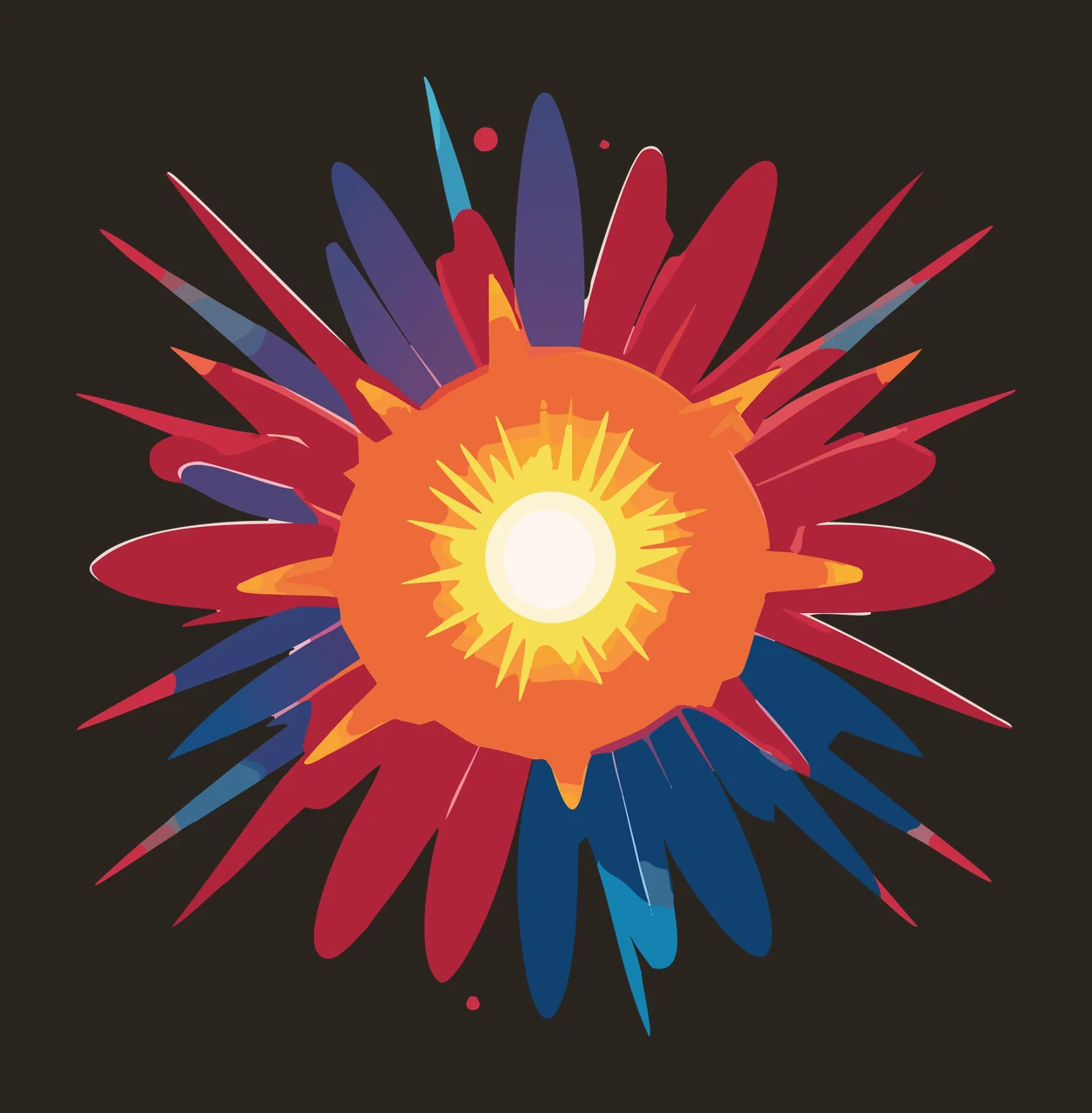 Black Sunburst Shape With Spiky Rays circle dots starburst contrast preview thumbnail
