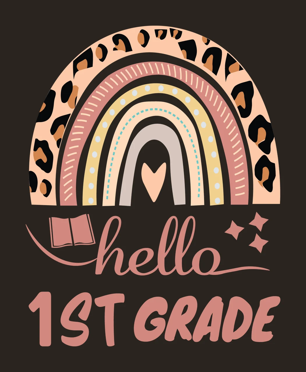 School Hello 1St Grade Rainbow Design typography icon heart contrast preview thumbnail
