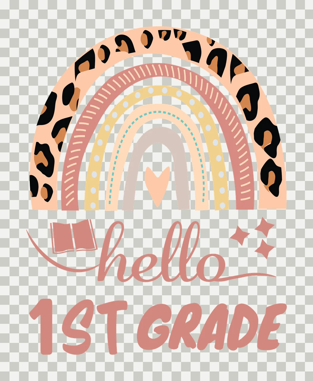 School Hello 1St Grade Rainbow Design typography icon heart transparency and detail preview thumbnail