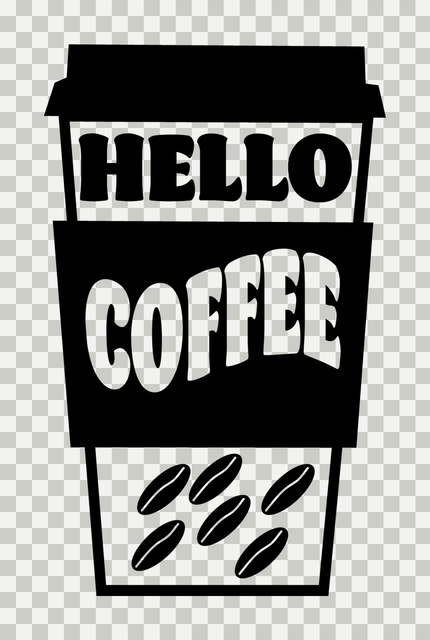 Can Glass Wrap Coffee Cup Silhouette With Text lid beans black transparency and detail preview thumbnail
