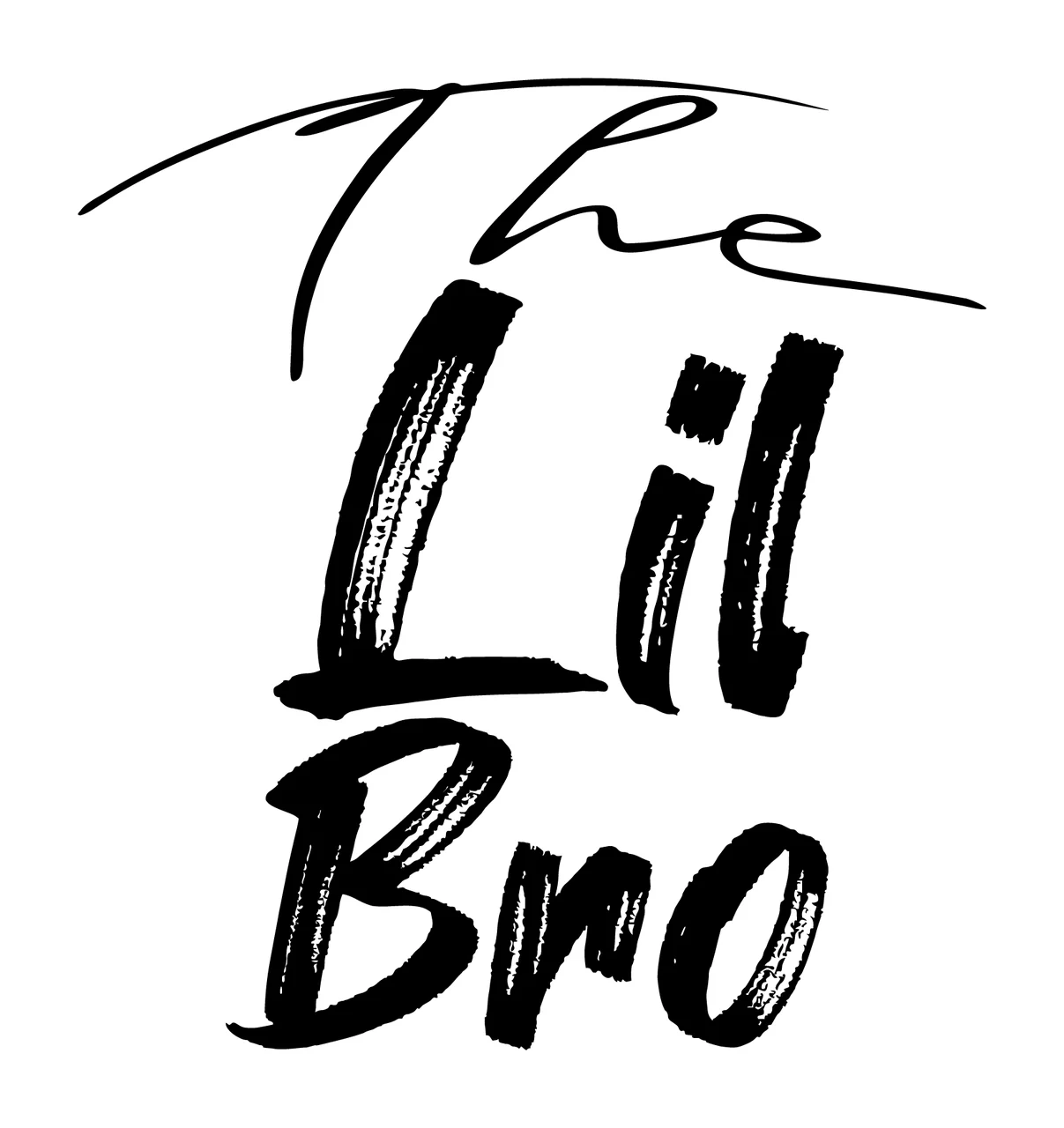 The Lil Bro Brush Script Text lettering black white background