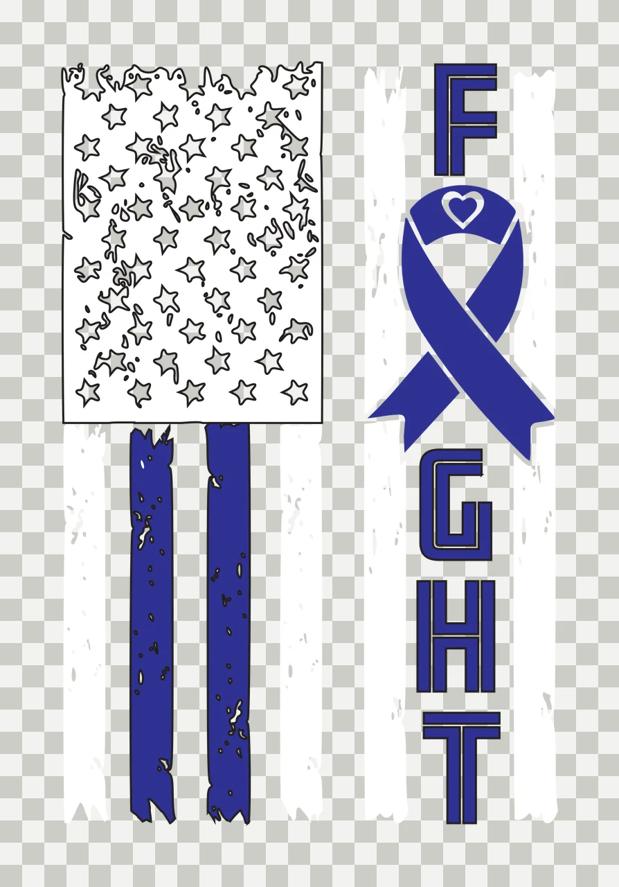 Fight Text With Flag And Ribbon heart star stripe distressed transparency and detail preview thumbnail