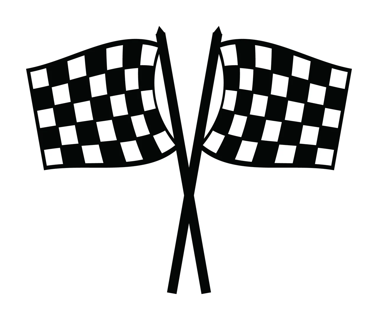 Two Crossed Chequered Flags On Long Poles Illustration pattern