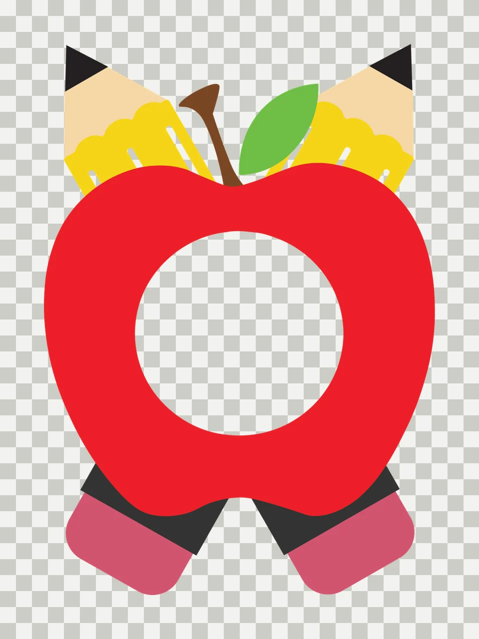 School Apple With Crossed Pencils Frame transparency and detail preview thumbnail