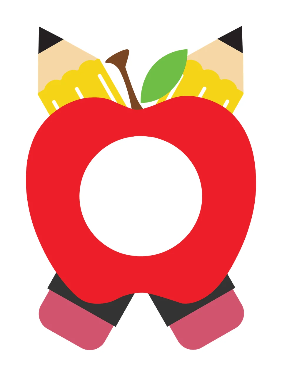 School Apple With Crossed Pencils Frame