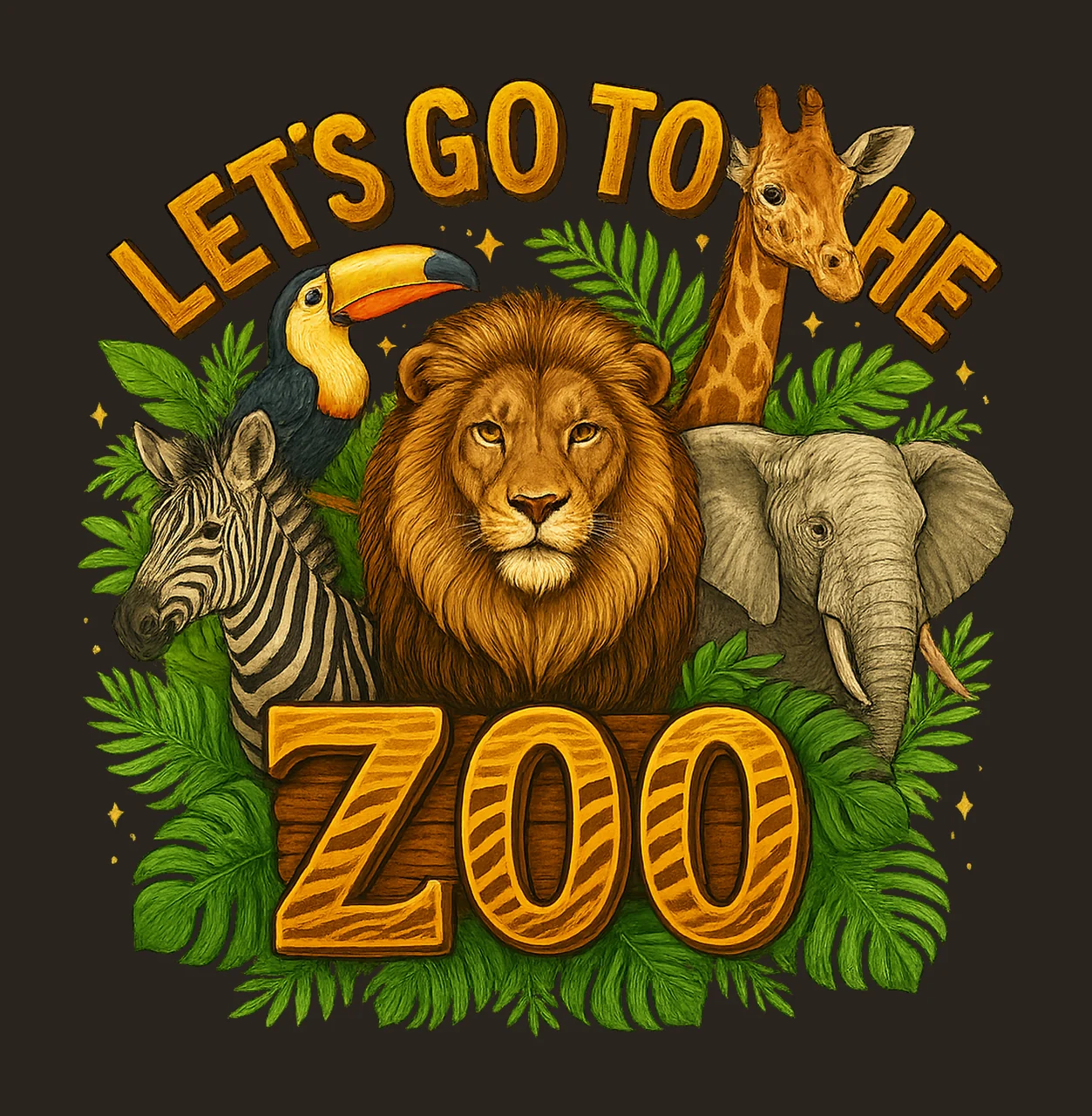 Lets Go To The Zoo Crew Kids Zoo Trip Design Safari Party contrast preview thumbnail