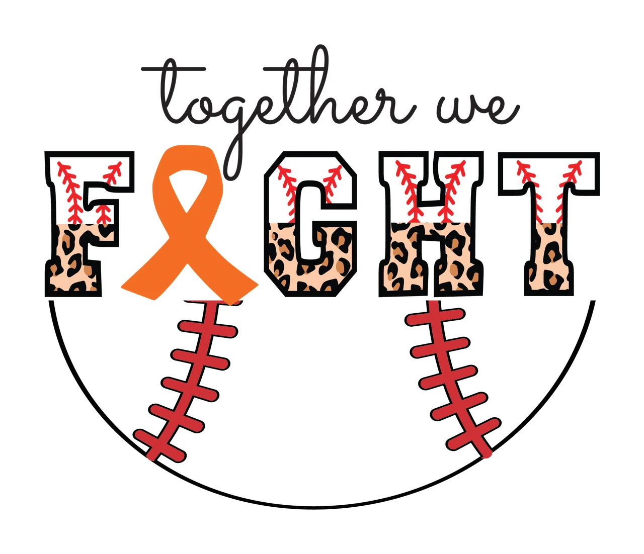 Awareness Together We Fight Text With Ribbon and semicircle