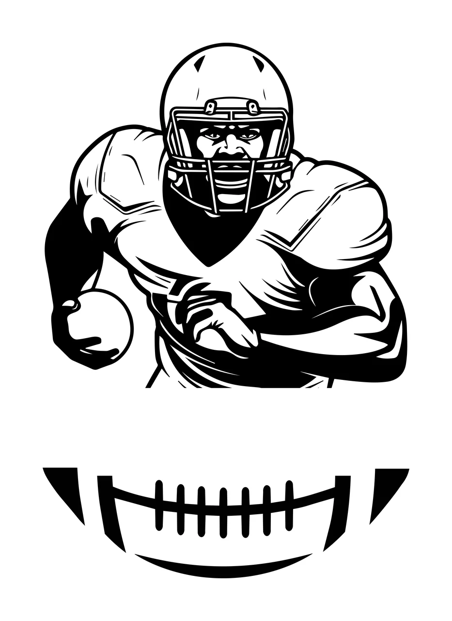American Football Player And Ball running helmet silhouette