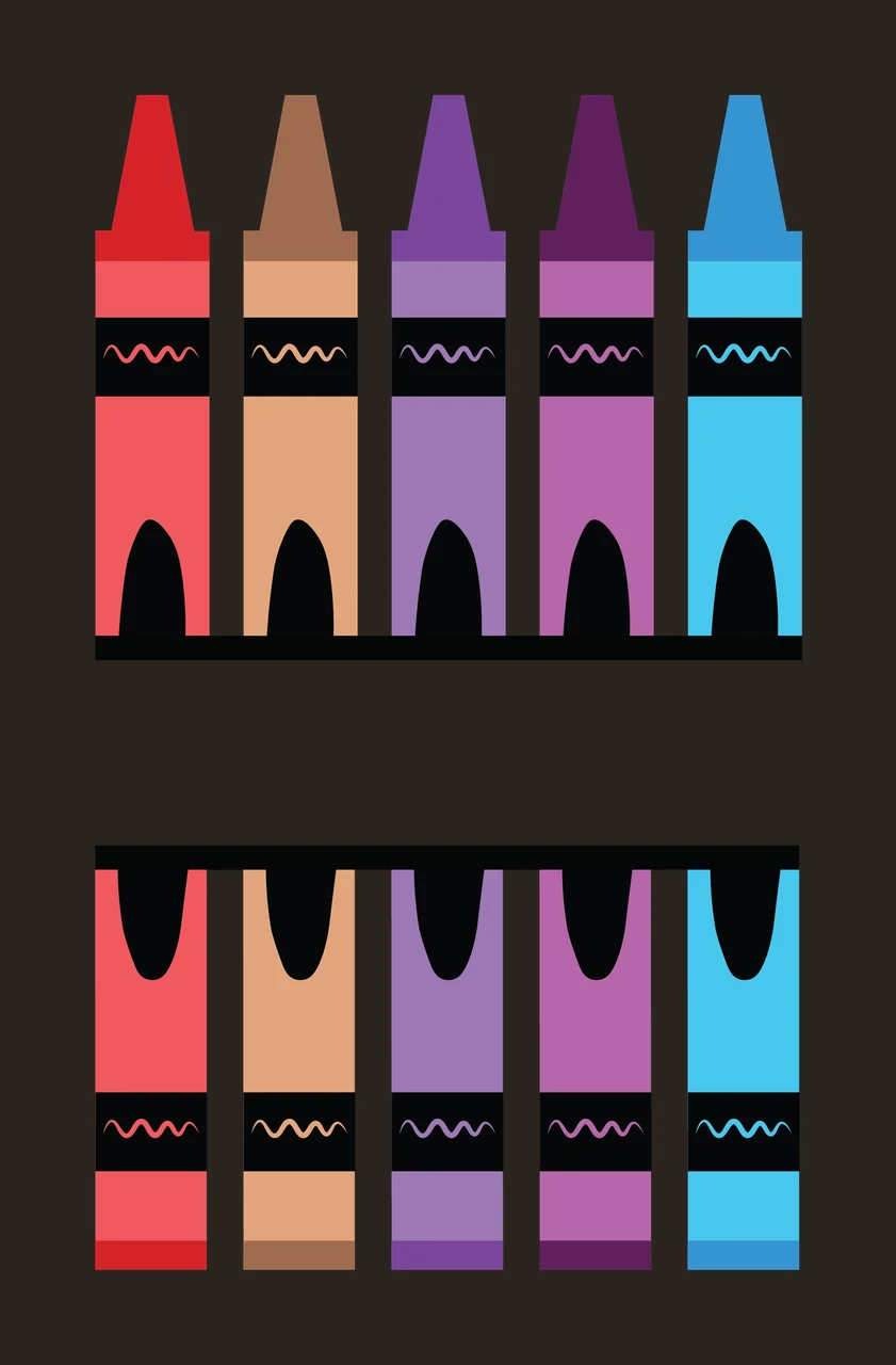 Crayons With Art Supplies And In Red five split bar zigzag contrast preview thumbnail