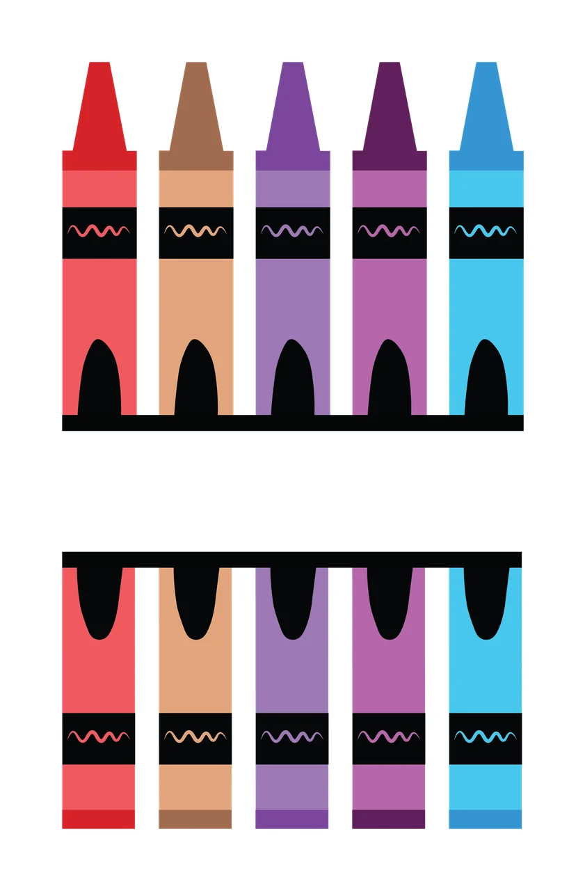 Crayons With Art Supplies And In Red five split bar zigzag