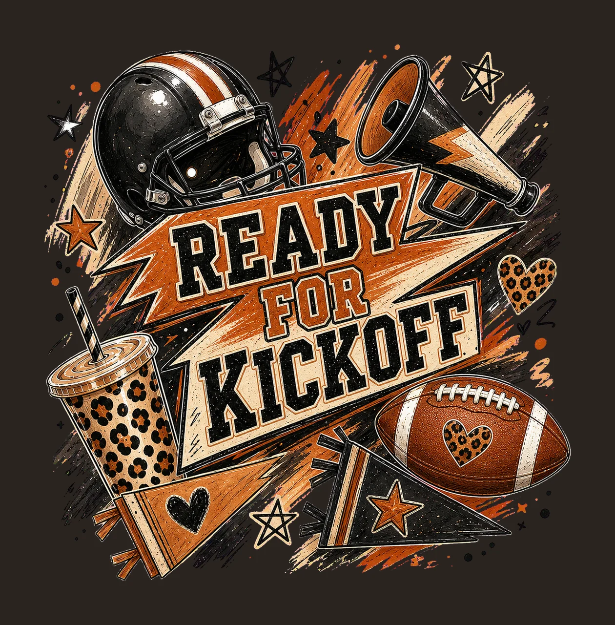 Brushstroke Game Day Football Leopard Doodles Variation A contrast preview thumbnail