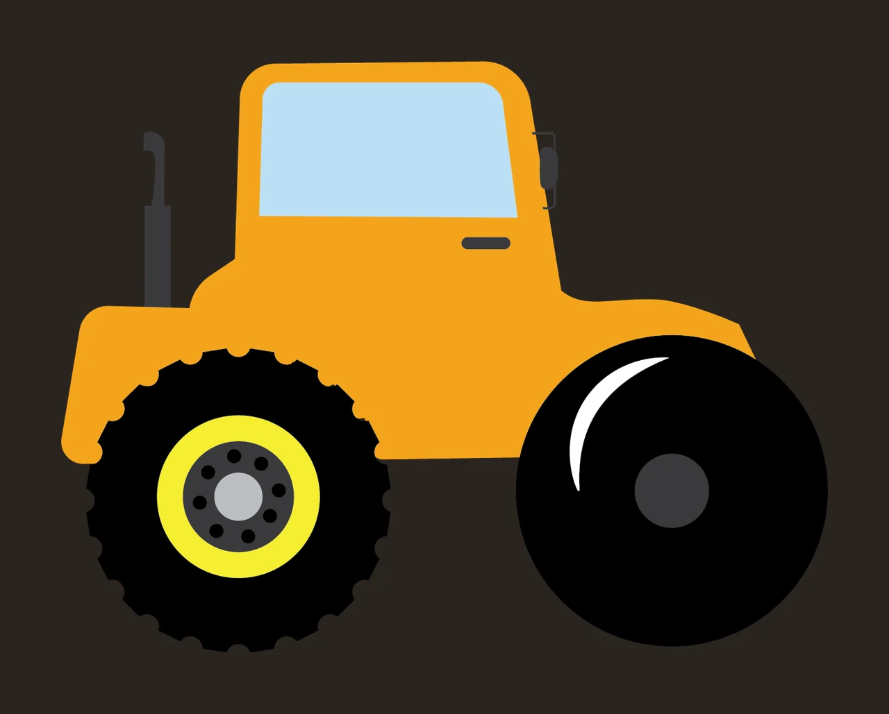 Black Silhouette Of A Farm Tractor With Large tires exhaust pipe contrast preview thumbnail
