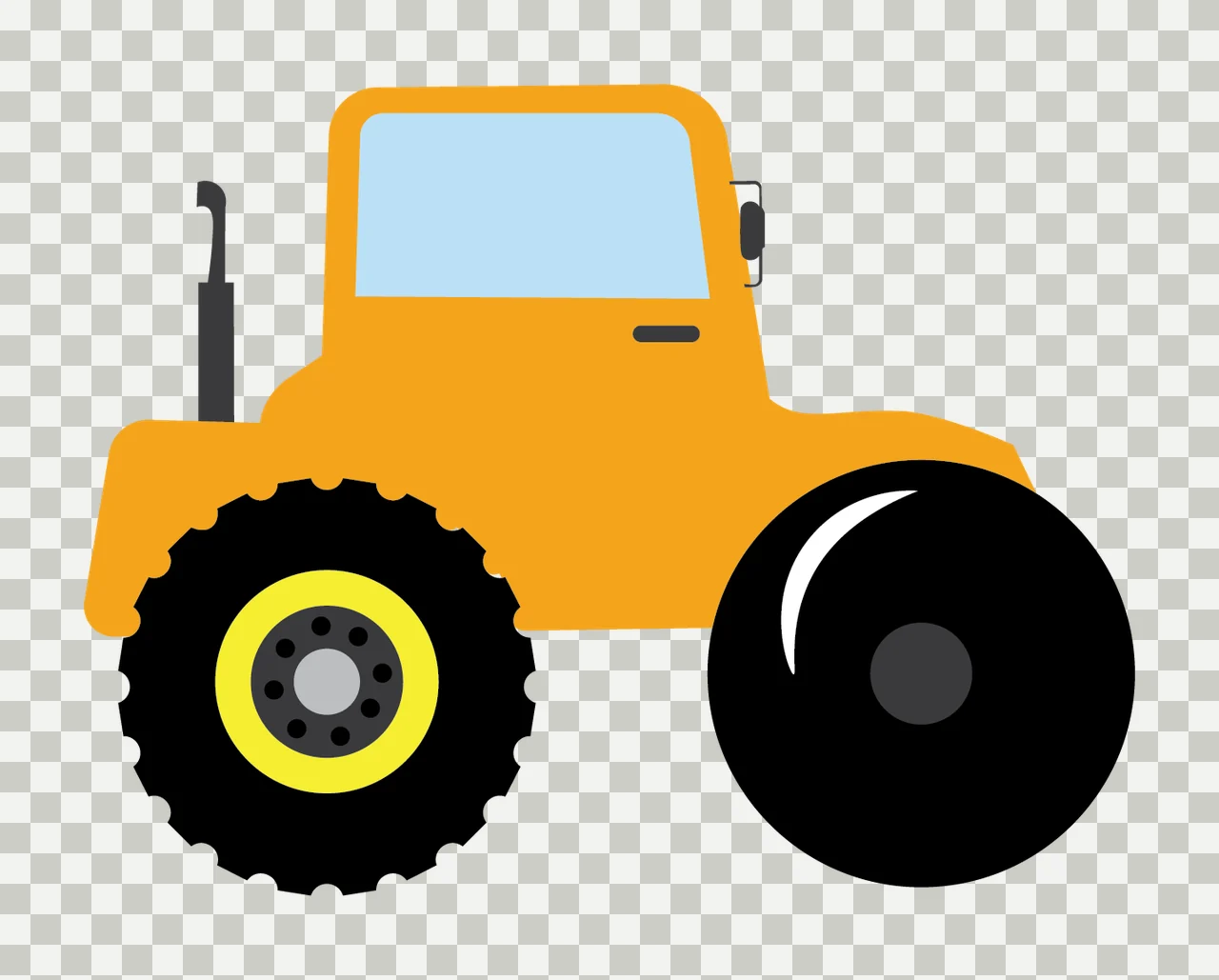 Black Silhouette Of A Farm Tractor With Large tires exhaust pipe transparency and detail preview thumbnail