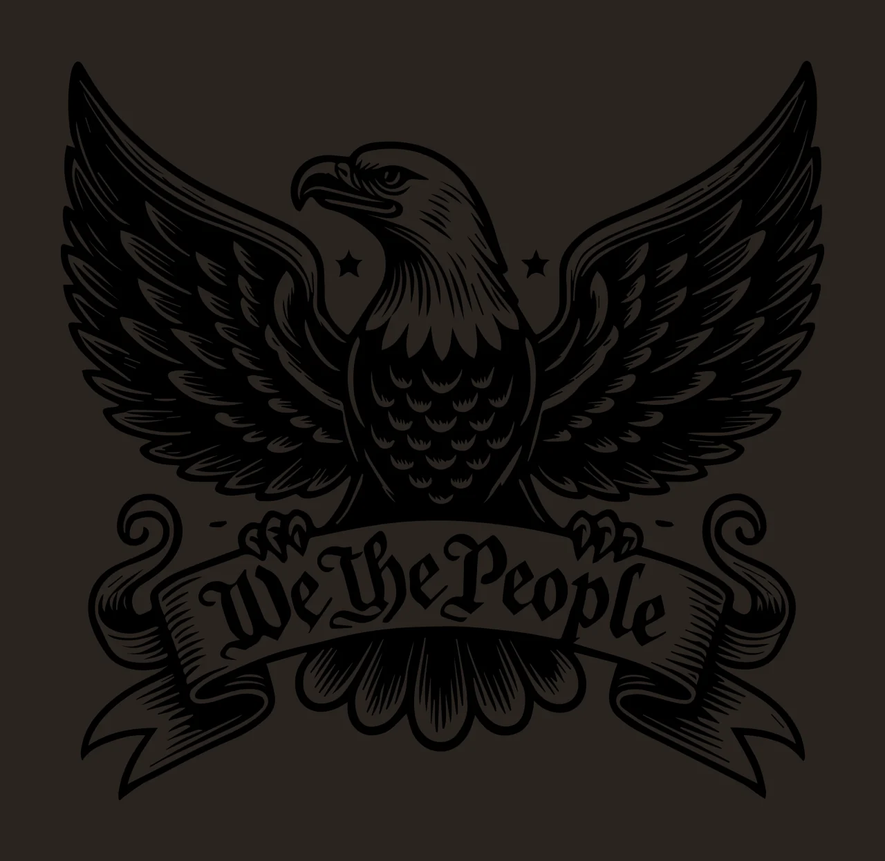 We The People Eagle Banner Emblem spreading wings stars engraving contrast preview thumbnail