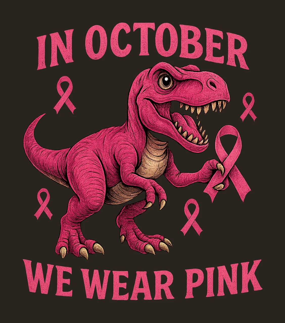 In October We Wear Pink Rex Breast Cancer Awareness Design contrast preview thumbnail