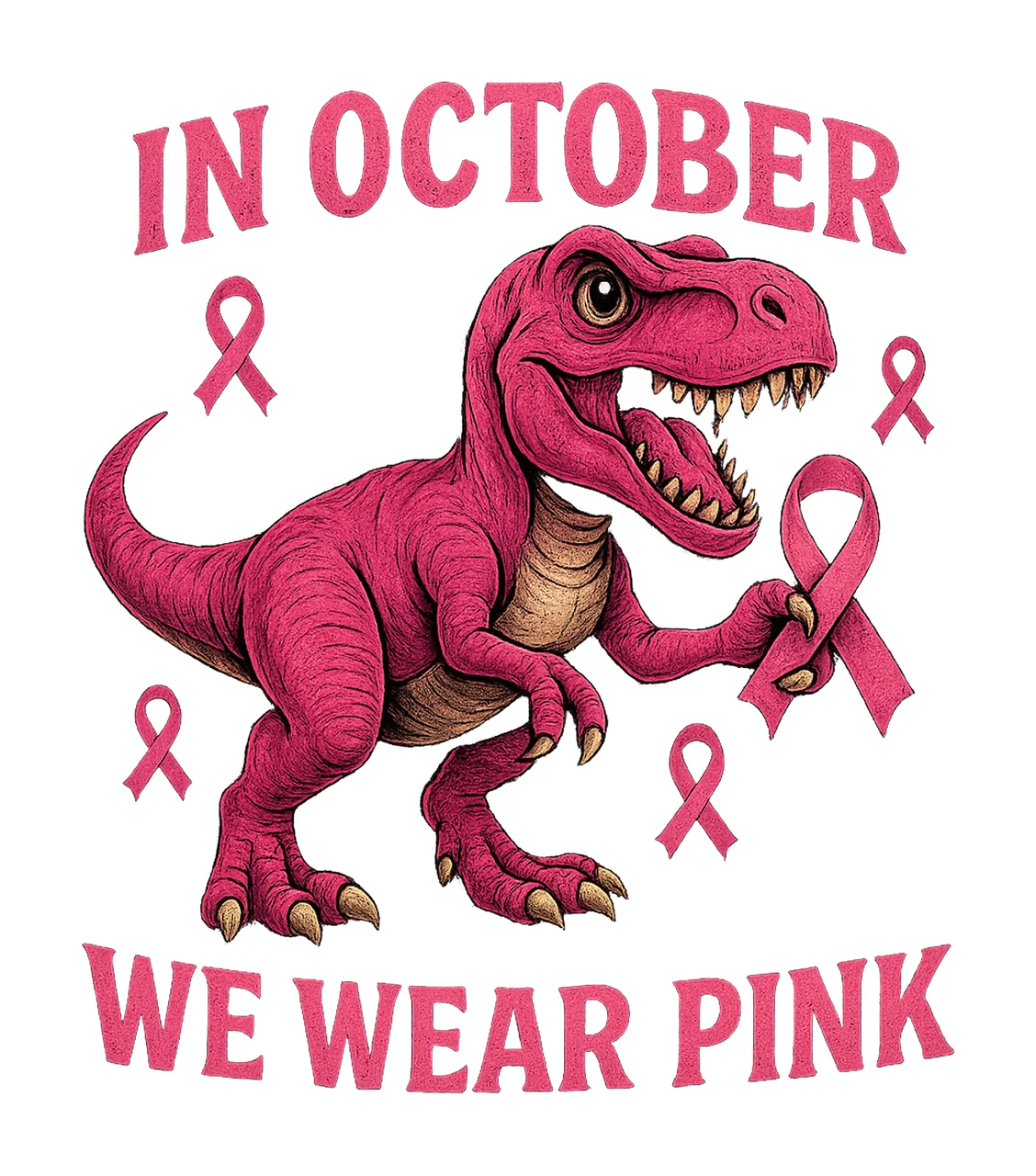 In October We Wear Pink Rex Breast Cancer Awareness Design
