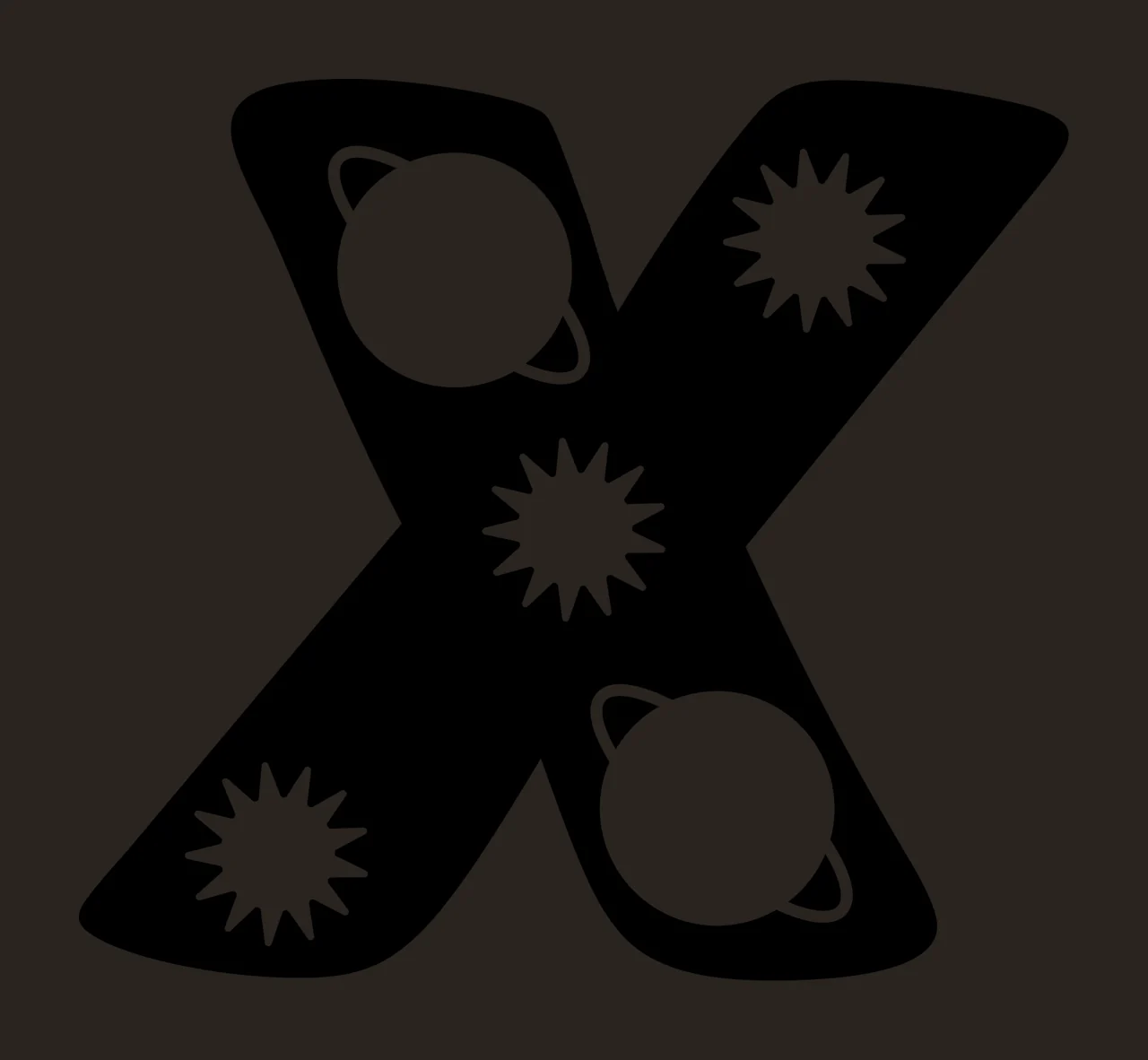Space X Letter With Planets And Stars contrast preview thumbnail