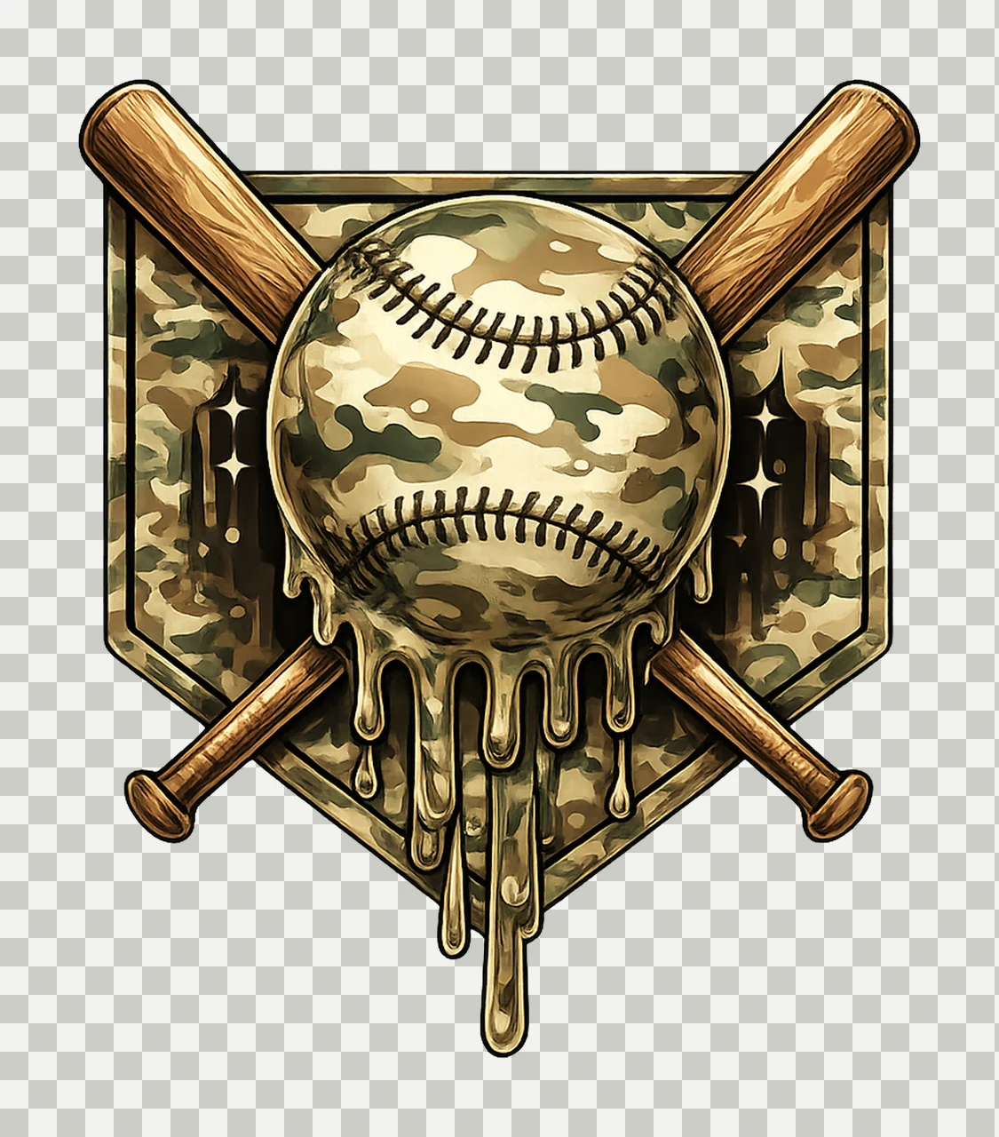 Camo Baseball Dripping Artwork Military Camouflage Sports transparency and detail preview thumbnail
