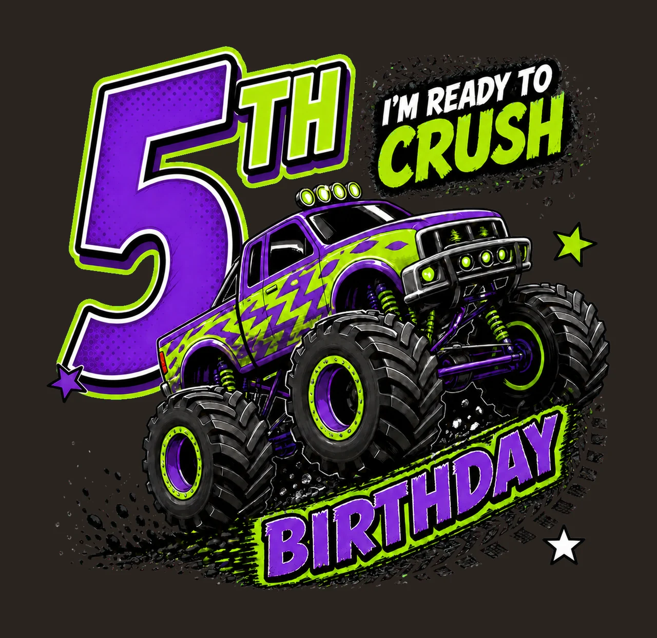 Monster Truck Birthday Ready to Crush 5th Birthday contrast preview thumbnail