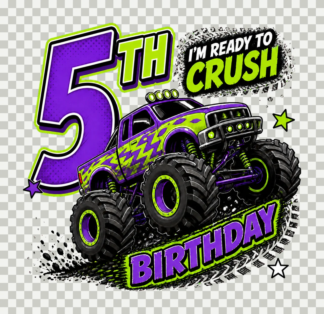 Monster Truck Birthday Ready to Crush 5th Birthday transparency and detail preview thumbnail