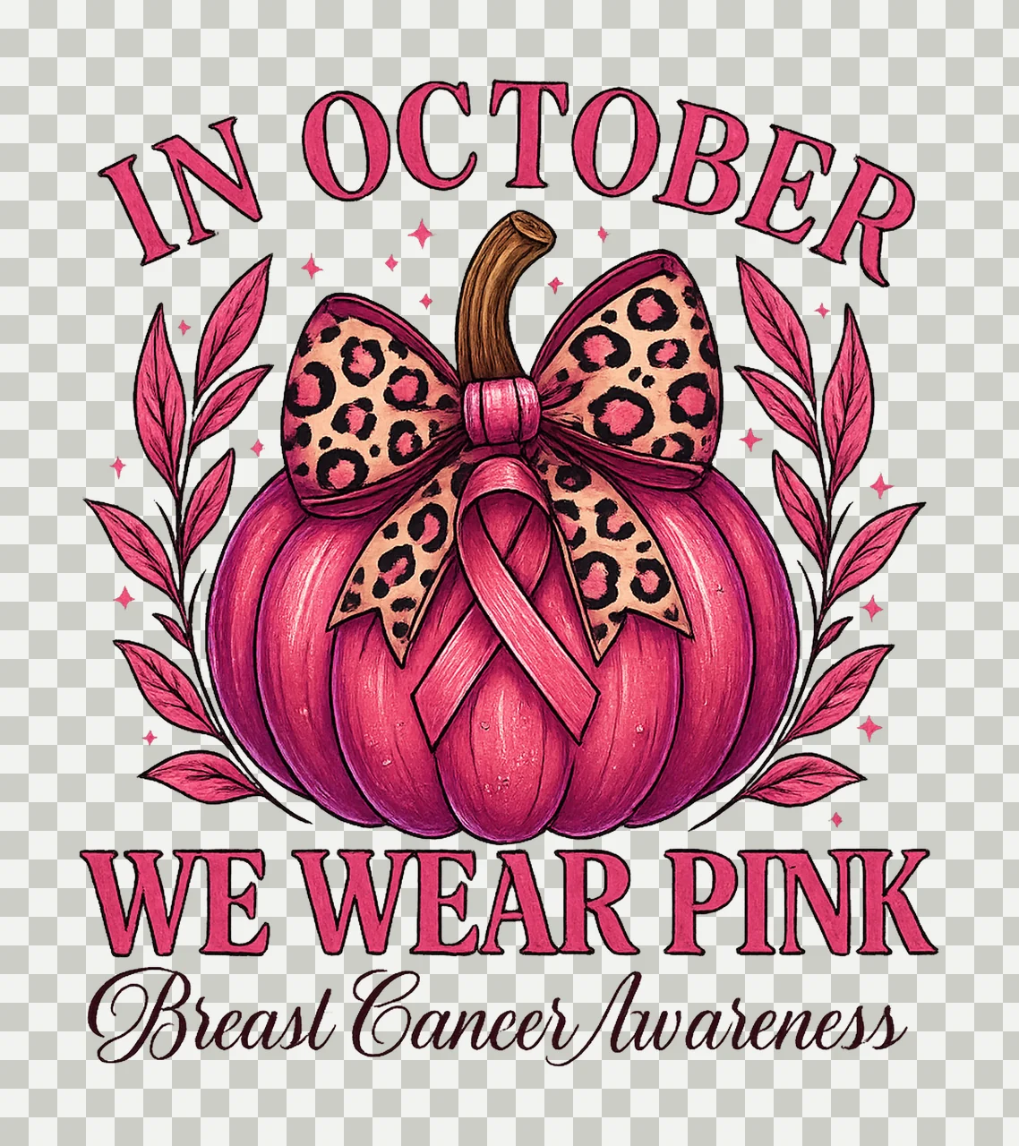 Breast Cancer Awareness Pumpkin In October We Wear Pink transparency and detail preview thumbnail