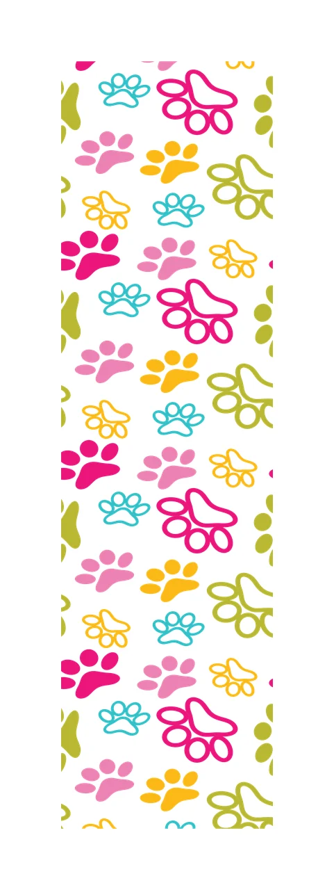 Paw Print Pattern Vertical Strip repeat outline line art black