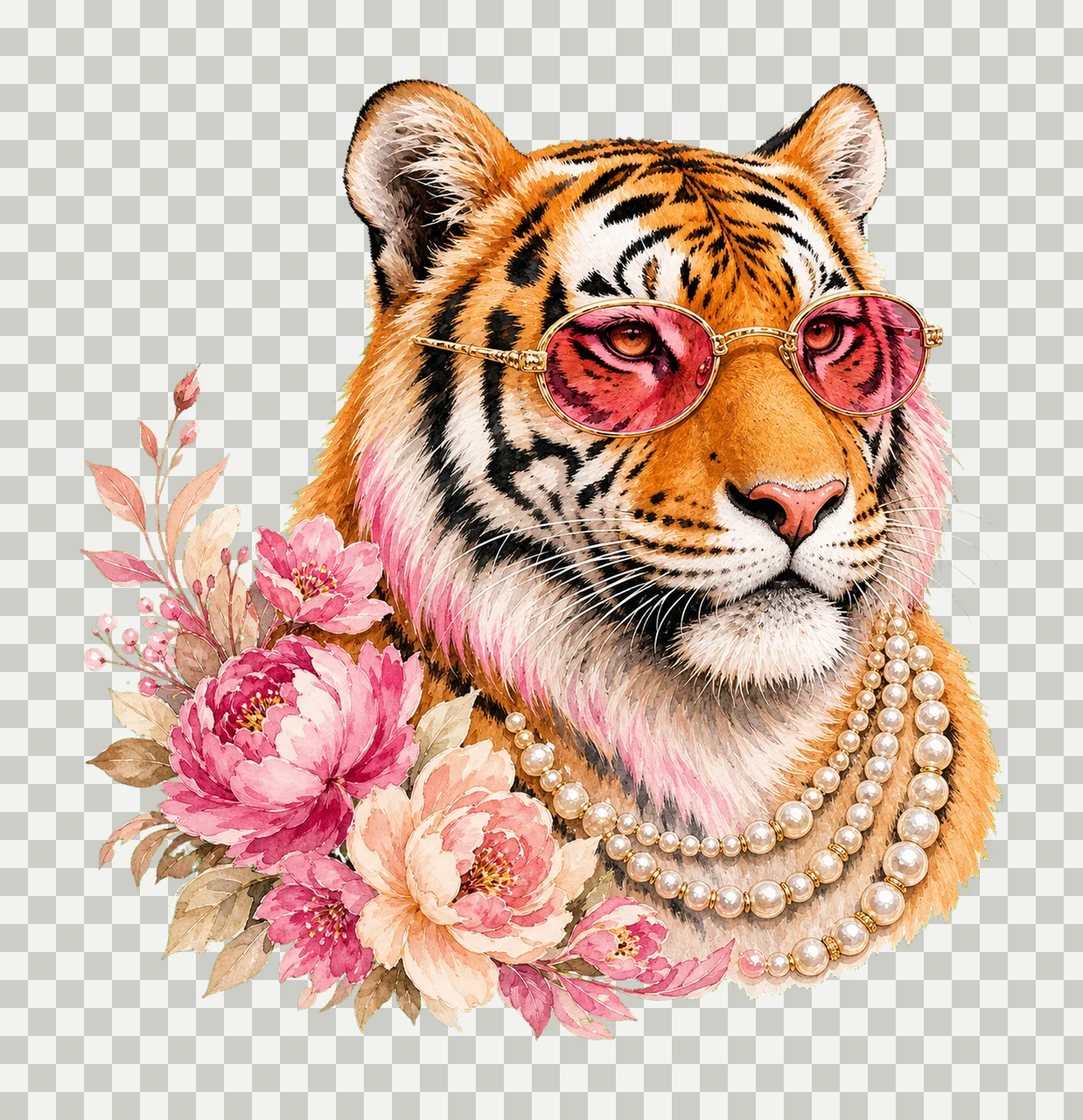 Glam Tiger PNG Preppy Tiger PNG Bling Design Everyday bundle 04 transparency and detail preview thumbnail