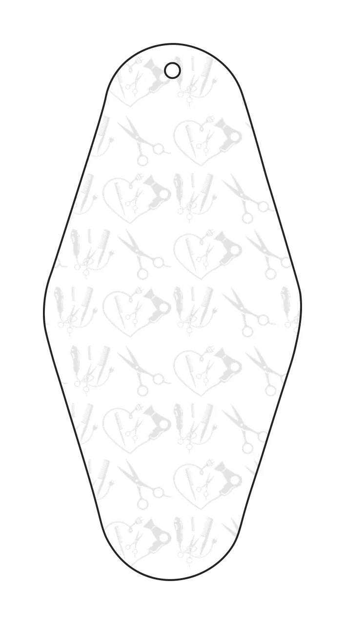 Classic Motel Keychain Hairdressing Tools Pattern Inside Heart shape