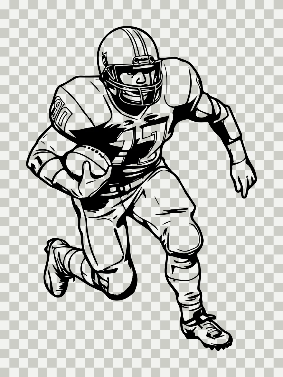 Football Player 90 17 Running With Ball helmet jersey pants transparency and detail preview thumbnail