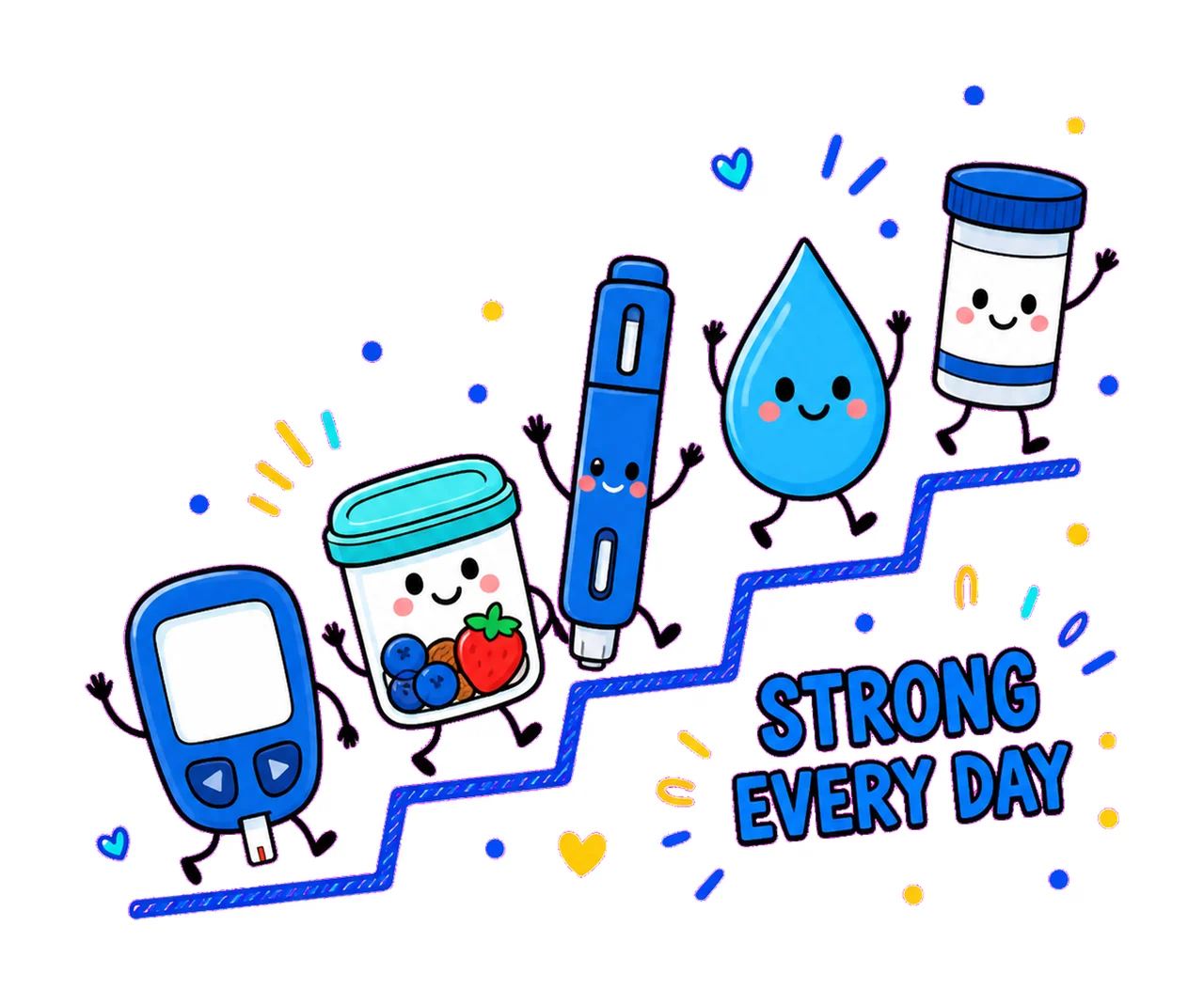 Diabetes Awareness Doodles Smiling Care Variation A