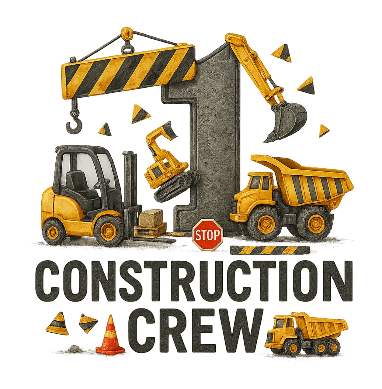 Construction Crew Artwork Family shirt Design Variation A